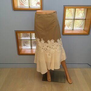 Derek Lam Kahaki Skirt with Lace Size 40 (US 4)